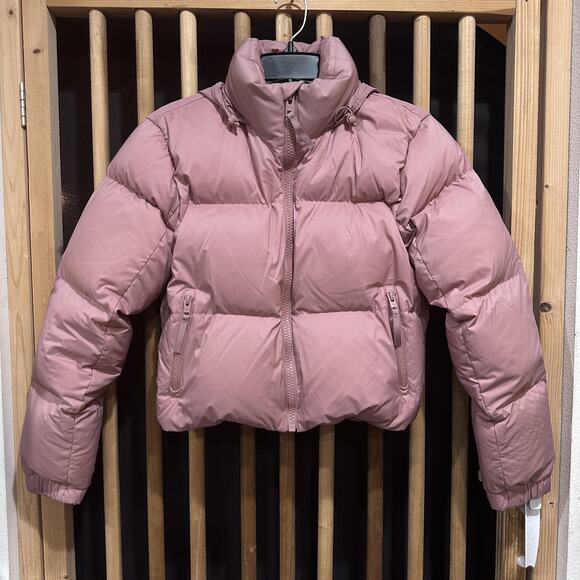 Aritzia Tna The Mega Puff Puffer Jacket 2XS Pink Hooded 700+ Fill Down BLEMISH - Picture 1 of 9